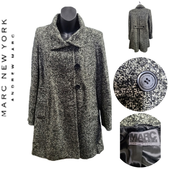 MARC NEW YORK ANDREW MARC TWEED DESIGNER  COAT - Picture 5 of 5